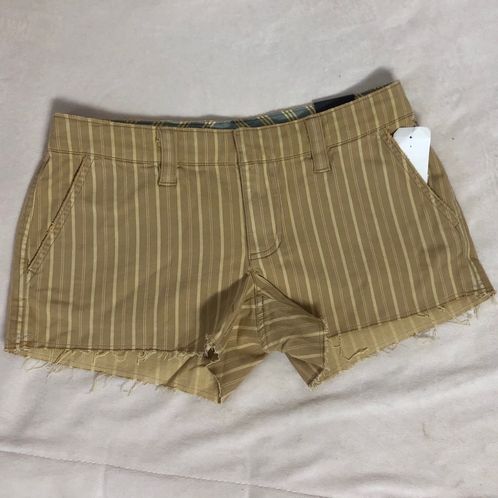 American Eagle Brown/Mustard Striped Shorts NWT